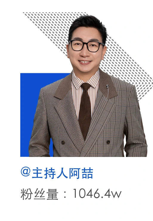 主持人阿喆,粉丝量1046.4万